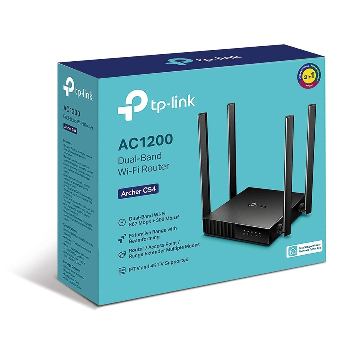 TP-Link Archer C54 AC1200 Dual Band Wi-Fi Router | 1200 Mbps Wireless WiFi Speed | Multi-Mode | 4 Antennas | Parental Controls | Guest Network 2.4 GHz