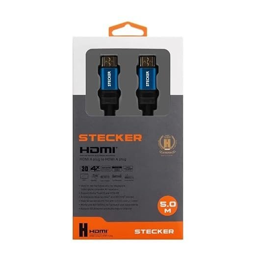 Stecker HDMI Cable 2 Meter – 4K x 2K Ultra HD, HDMI 2.0V High-Speed – 18Gbps, HDR, ARC, 3D – Compatible with TV, Monitor, PS4/PS5, Xbox, Laptop, Projector (5 Meter)