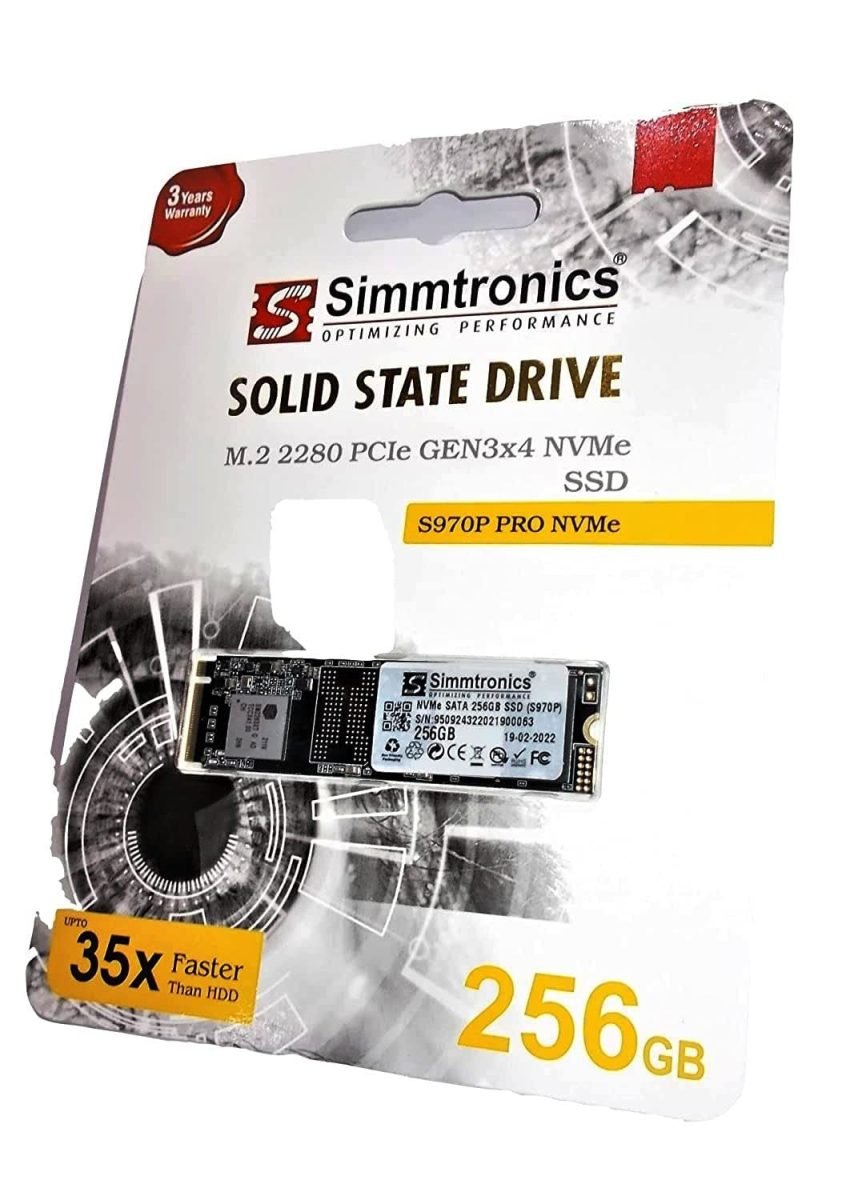 Simmtronics 256GB 3D Nand NVMe PCIe Solid State Drive for Desktop and Laptop with Three Years Warranty