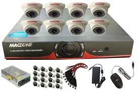 maczone Combo kit - 8 Pcs. Dome 36IR Night-Vision CCTV Camera+ 8channel DVR(8Video+2 Audio) + 8ch. Power Supply+BNC + DC Connector (Hard Disk & Installation is not Included)
