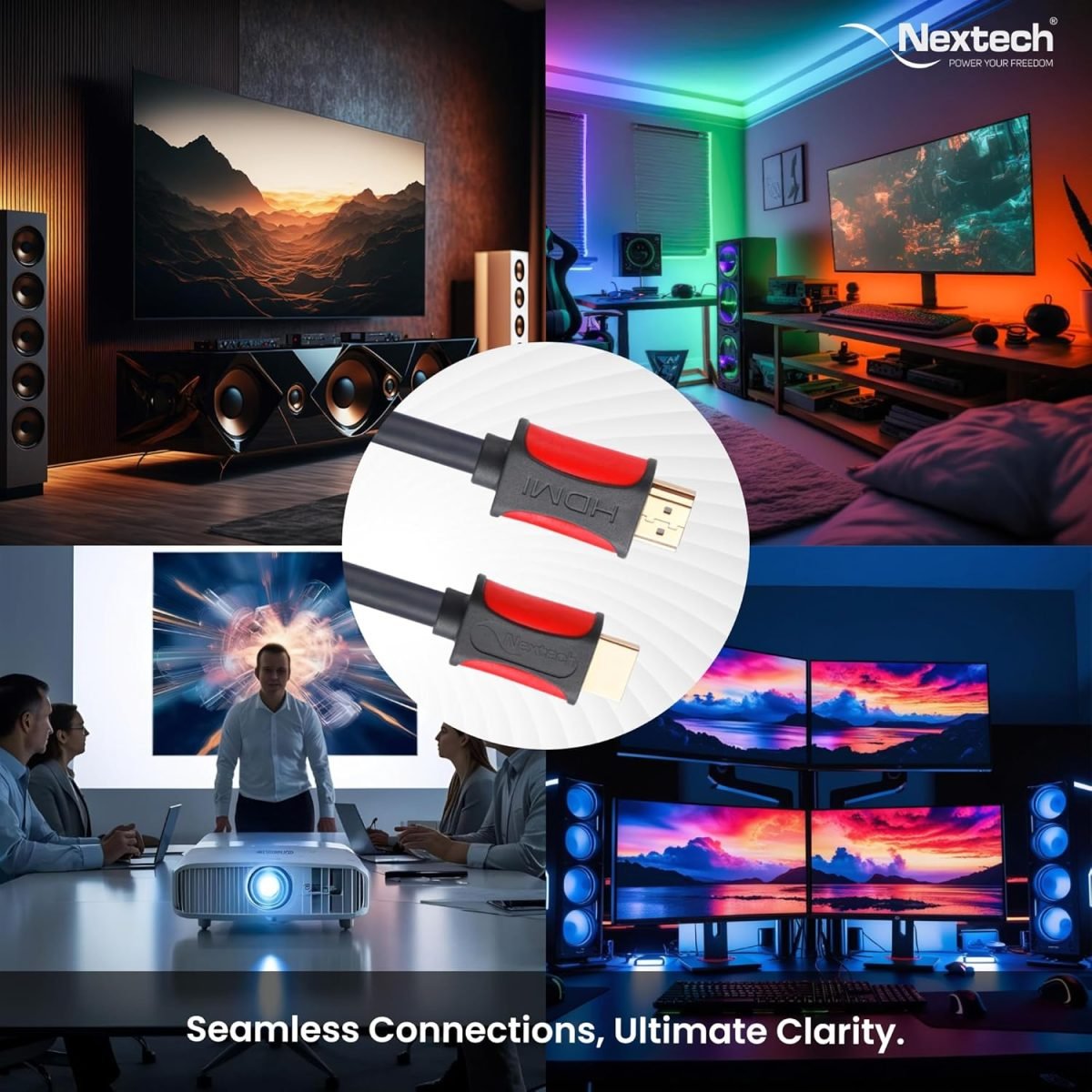 Nextech High-Speed HDMI Cable with Ethernet - Supports 3D, 4K Video @ 60Hz FPS, Audio Return - Latest Version 2.0 (50 Feet/15 Meters), Spruce Grey Visit the Nextech Store